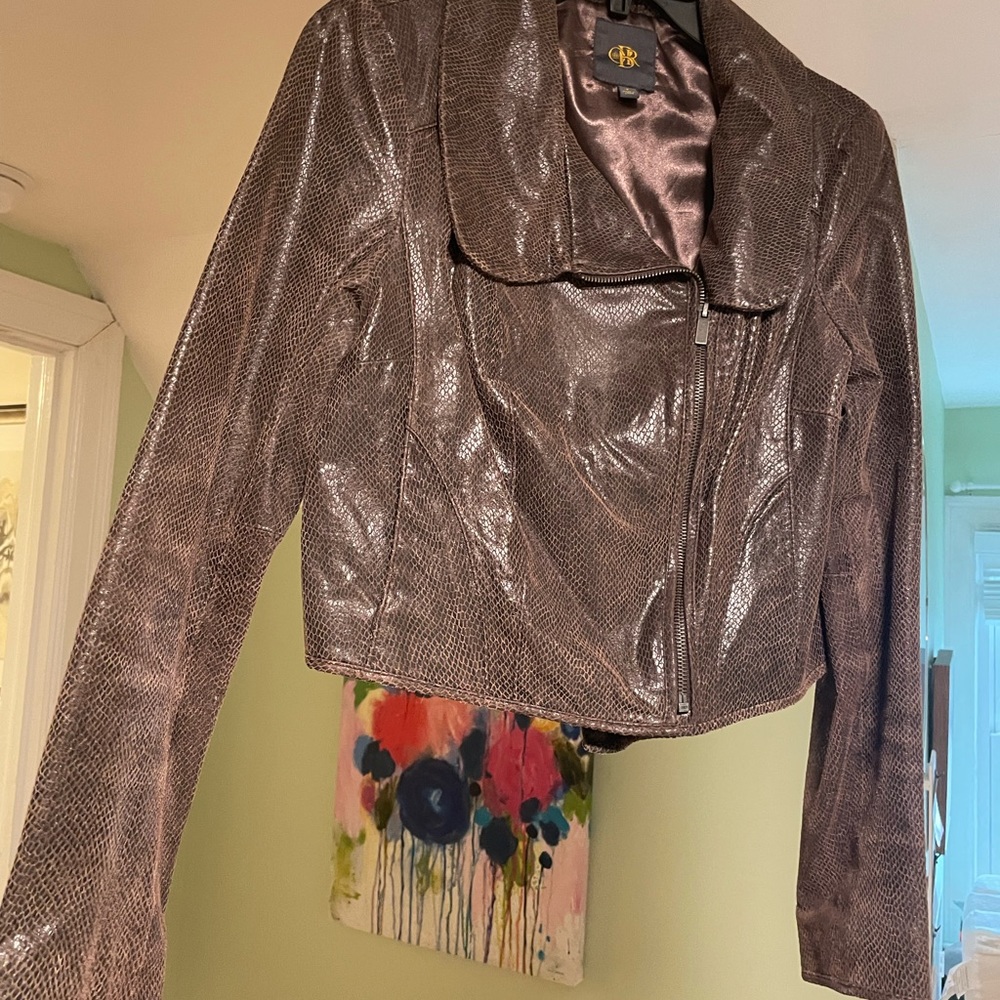 Banana Republic - Brown - Snakeprint Leather Jacket - Small - Good Condition